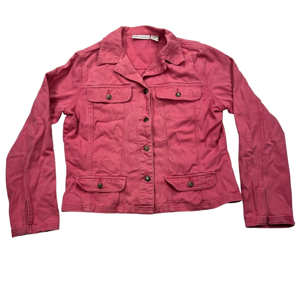 Vintage Chadwick's Real Comfort Pink Denim Twill Trucker Jacket  Womens Size 14l